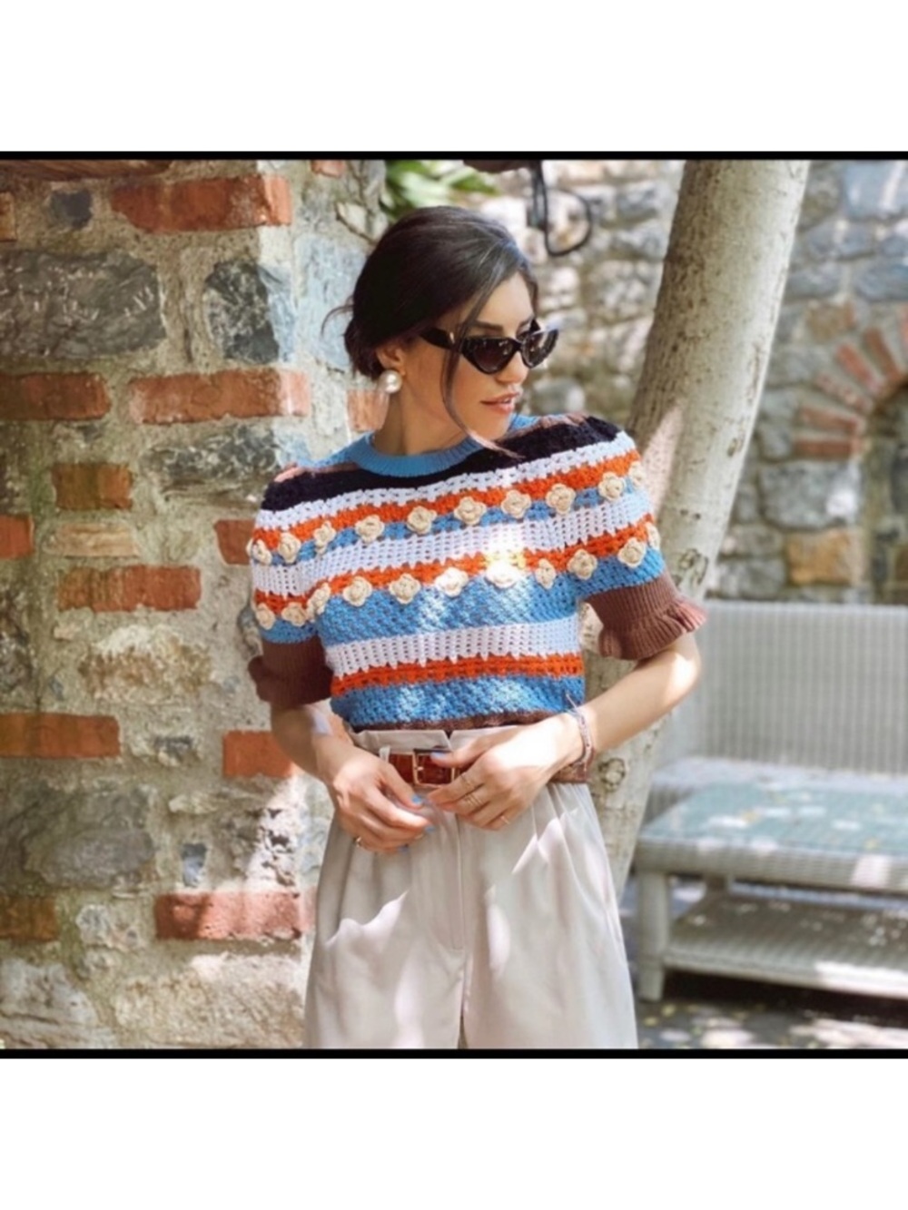 {Zara} Crochet Floral Top